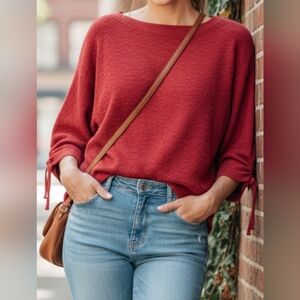Max Studio Red Crew Neck Sweater Pit 27 L28